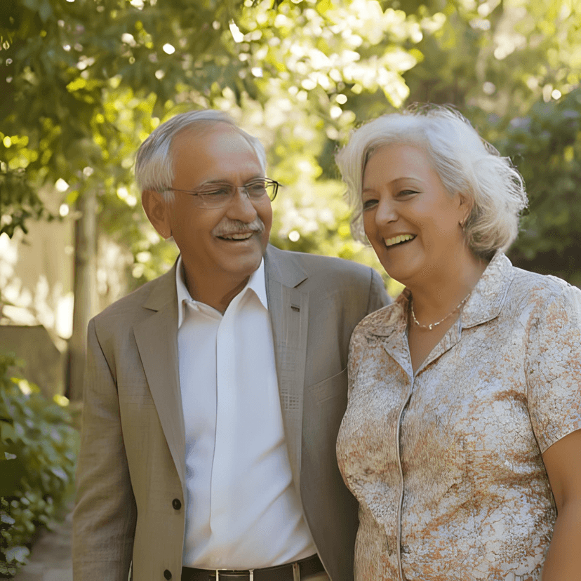 Idosos caminhando ao ar livre